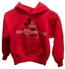 Kids Mickey Mouse Red Hooded Sweatshirt Size S Walt Disney World Hoodie NWT