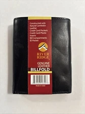 River Ridge Mens Black Genuine Leather Bi-Fold Wallet   659806203407
