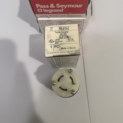 NUEVO CONECTOR TURNLOK PASS & SEYMOUR LEGRAND BLOQUEO GIRATORIO PSL615-C 15A NEMA L6-15R - Imagen 1 de 4
