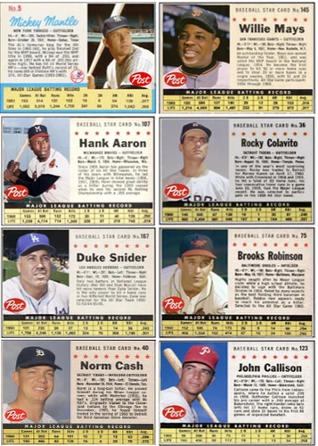 1961-63 CEREAL COLLECTORS CARDS POST### 30% OFF 12 OR MORE ### BUY 5 GET 1 FREE