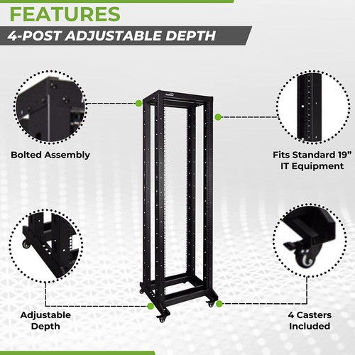 NavePoint 42U 4-Post Adjustable Preset Server Racks 19-Inch Standard - Parent - Picture 2 of 4