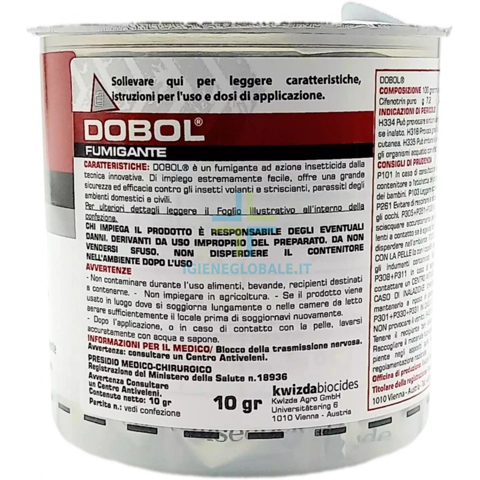 COLKIM Dobol antitarlo fumigante, insetticida fumogeno, barattolo 10 gr.