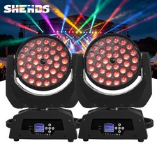 SHEHDS 2Pcs LED 36x18W Wash Zoom Moving Head Light RGBWA UV 6in1 Button Version