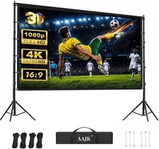 Projector Screen with Stand,Portable 16:9 4K HD Indoor Outdoor Projection
