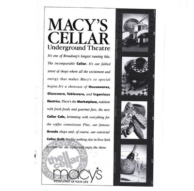 Print Ad Macys Cellar Underground Theatre Housewares Tableware Glassware 1990s