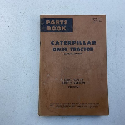 Caterpillar Cat DW20 Tractor Parts Catalog Manual Book 88E-88E1790 33111
