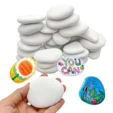30 PCS Medium Flat White Rocks for Painting Smooth DIY Craft Stones for Art