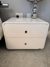 DWELL - WHITE HIGH GLOSS BEDSIDE CABINETS x2