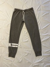 Vintage PINK Victoria Secret Sweatpants High Waist Logo Crop Y2K Sweatpants Sz S