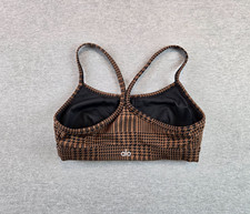 Alo Yoga Alosoft Gratitude Sports Bra Small Brown Jacquard Glenplaid Athleisure