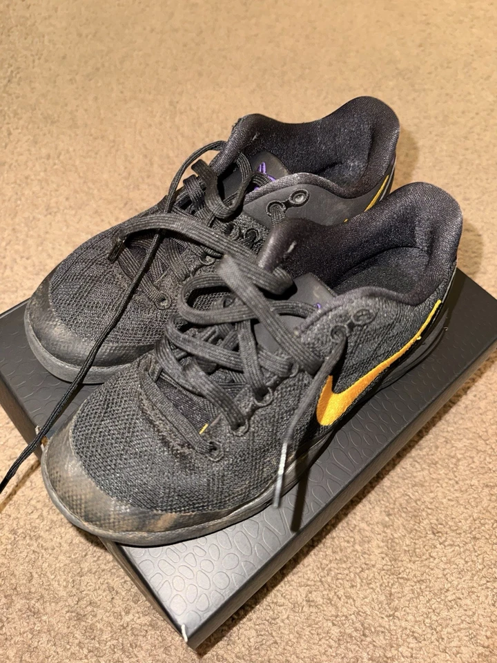 Size 13C - Nike Kobe 8 Lakers Away PS Kids Shoes FN0267-002 Black Purple - Image 3 of 4
