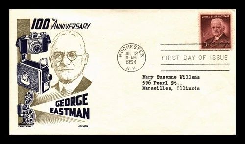 US COVER CACHET CRAFT FIRST DAY OF ISSUE 100TH ANNIVERSARY GEORGE EASTMAN