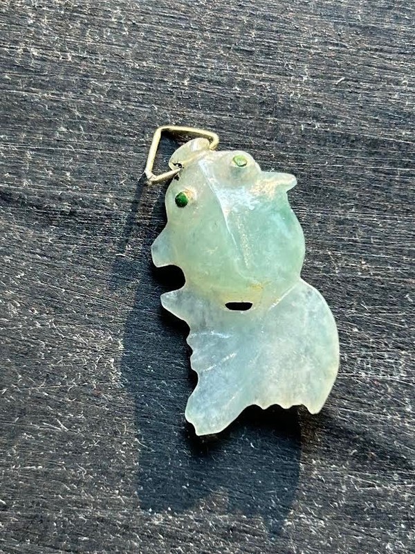 Vintage Carved Jadeite Goldfish pendant