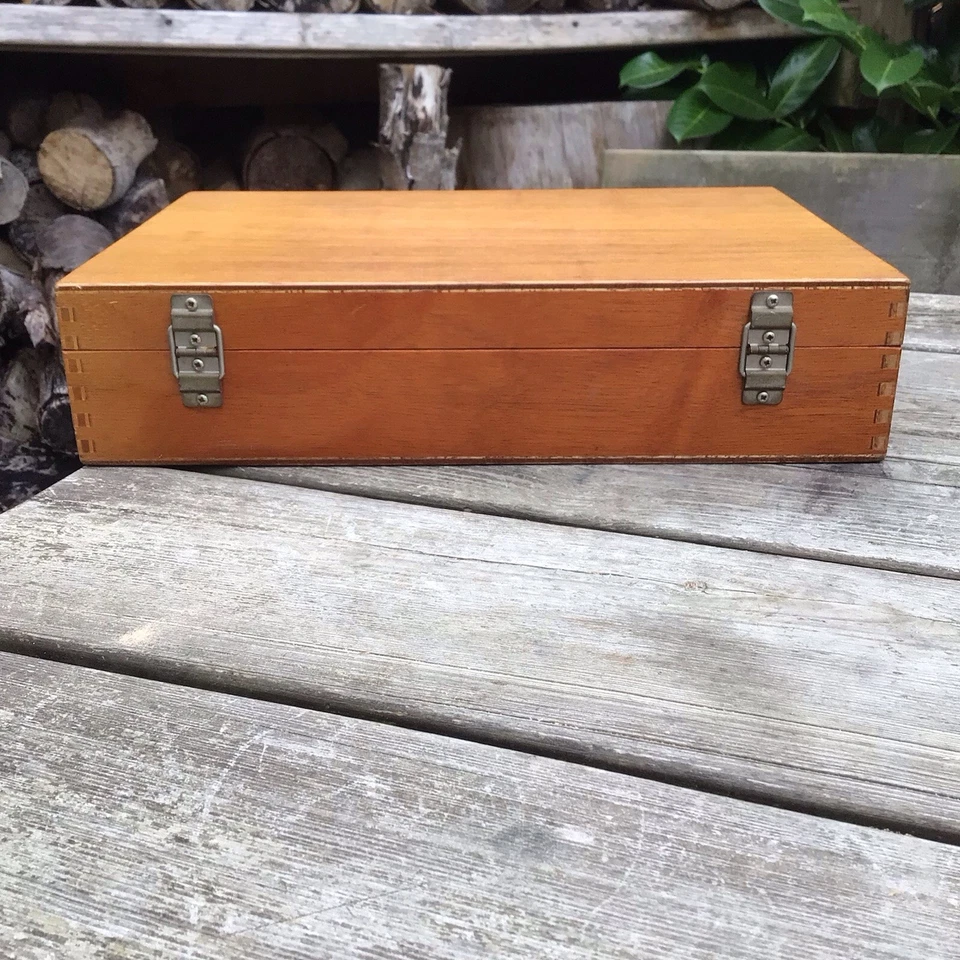Vintage Retro Plywood Suitcase Style Storage Keepsake Box 3.25” x 14.25” x 9.75” - Image 4 of 4
