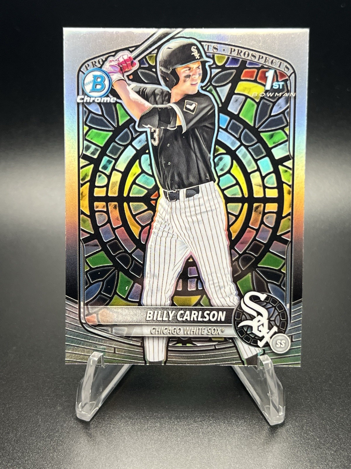 Billy Carlson 2025 Bowman Draft ETCHED IN GLASS SP Variation Card #BDC-10