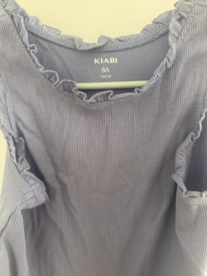 KIABI Girls Gray Sleeveless Ruffle Tank Top Round Neck Size 8A 128CM