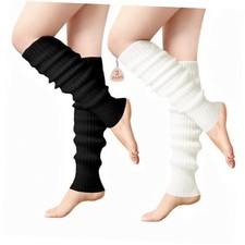 Leg Warmers for Women 80s 90s Outfit Fashion Neon One Size 2Pair Black  White