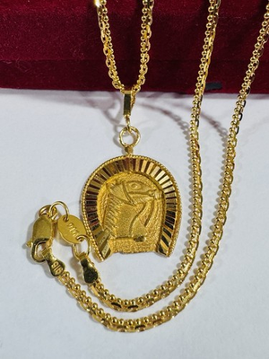 #ad #ad Saudi Dubai 22K Solid 916 Real Gold Horseshoe Set Necklace 20” Long 8.75g 2.2mm $1902.33