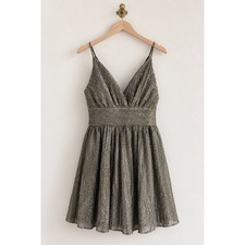 Lulus Stop the Show Silver Glitter Skater Dress NWT – Size Medium