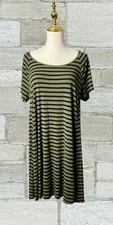 Old Navy Green Black Striped Shirt Dress XL Grunge 90’s Y2K Babydoll