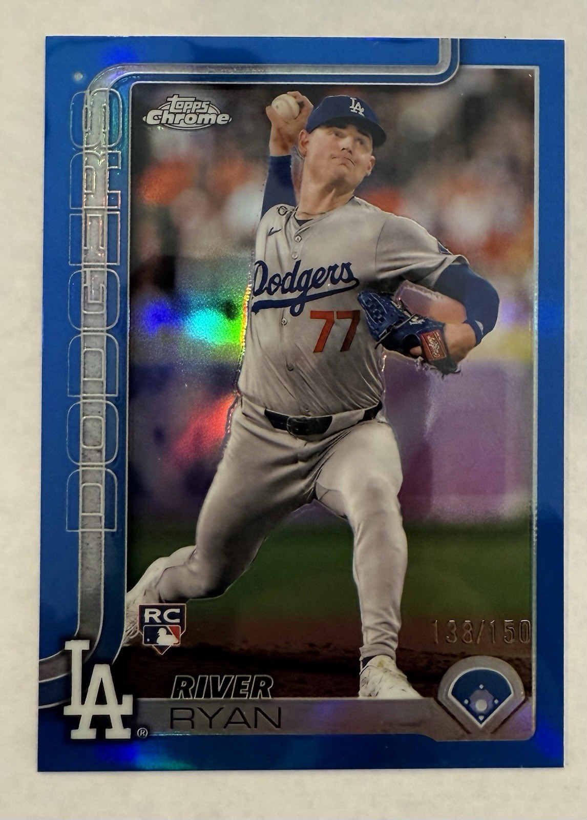 2025 Topps Chrome River Ryan RC True Blue Refractor SP #’d 138/150 Dodgers