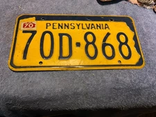 Pennsylvania License Plate 1970 Sticker 70D 868