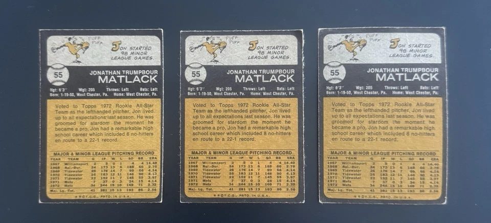 Lote de tarjetas de béisbol vintage 1973 ~ Jon Matlack novato Foto 2 de 2