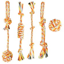 5 Pack Cotton Rope Toys for Small Dogs Puppies, Teething Chew Tug of War Toys