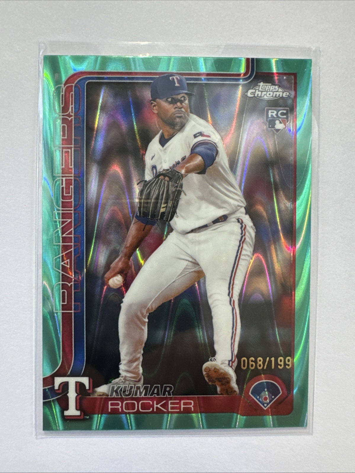 2025 Topps Chrome - Kumar Rocker #73 Aqua Lava Refractor /199 (RC)