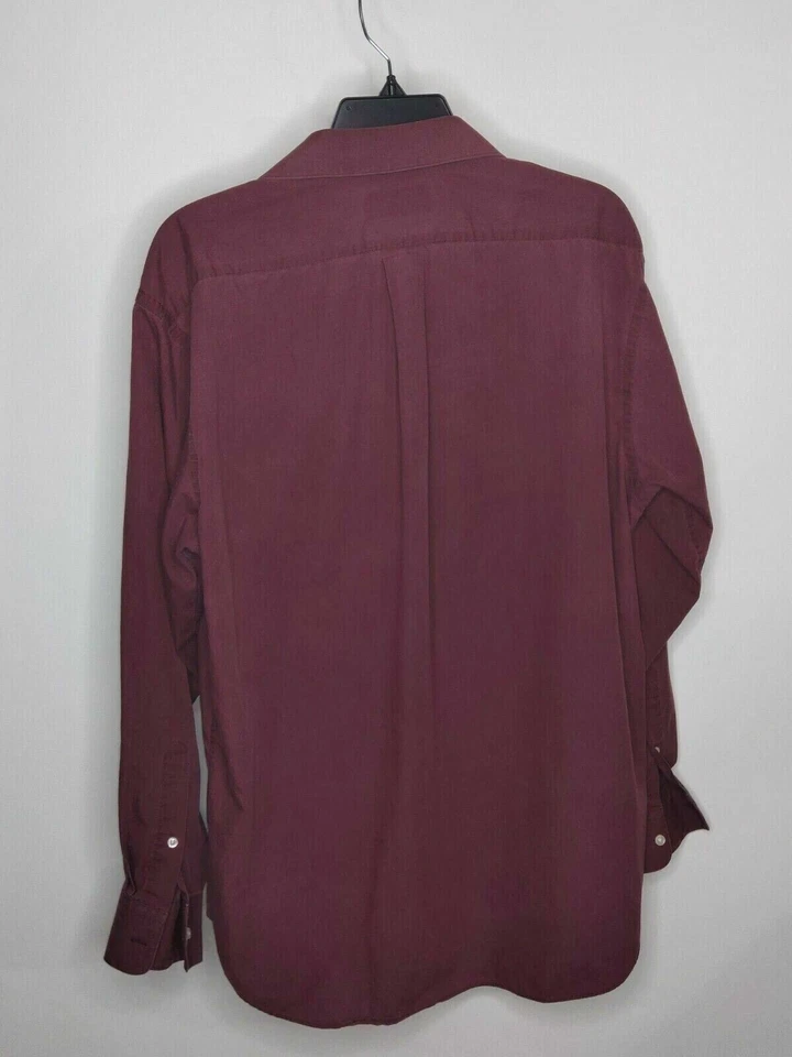 Camisa masculina Giorgio Brutini manga longa com botões Borgonha sólida L 16-161/2 34/35 - Imagem 2 de 3