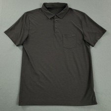 Vuori Ace Polo Shirt Mens Size Medium Gray Chest Pocket Short Sleeve Performance