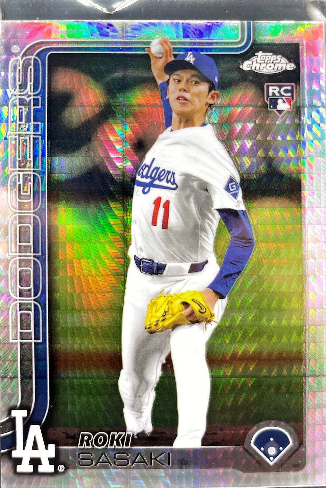 2025 Topps Chrome Roki Sasaki #217 Prism Refractor Rookie SP Dodgers
