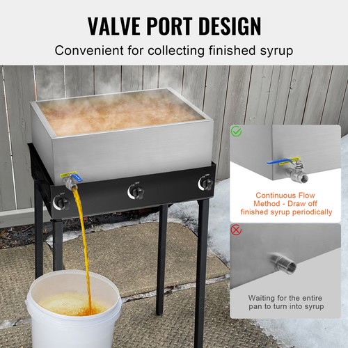Maple Syrup Evaporator Pan 24x24x7 304 Stainless Steel W/Valve Sap Boiling Pan - Picture 6 of 12
