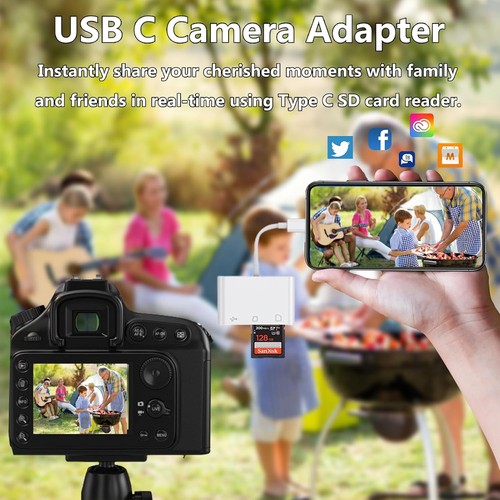 USB C SD Card Reader 3 in 1 Type C Camera Adapter with white | eBay