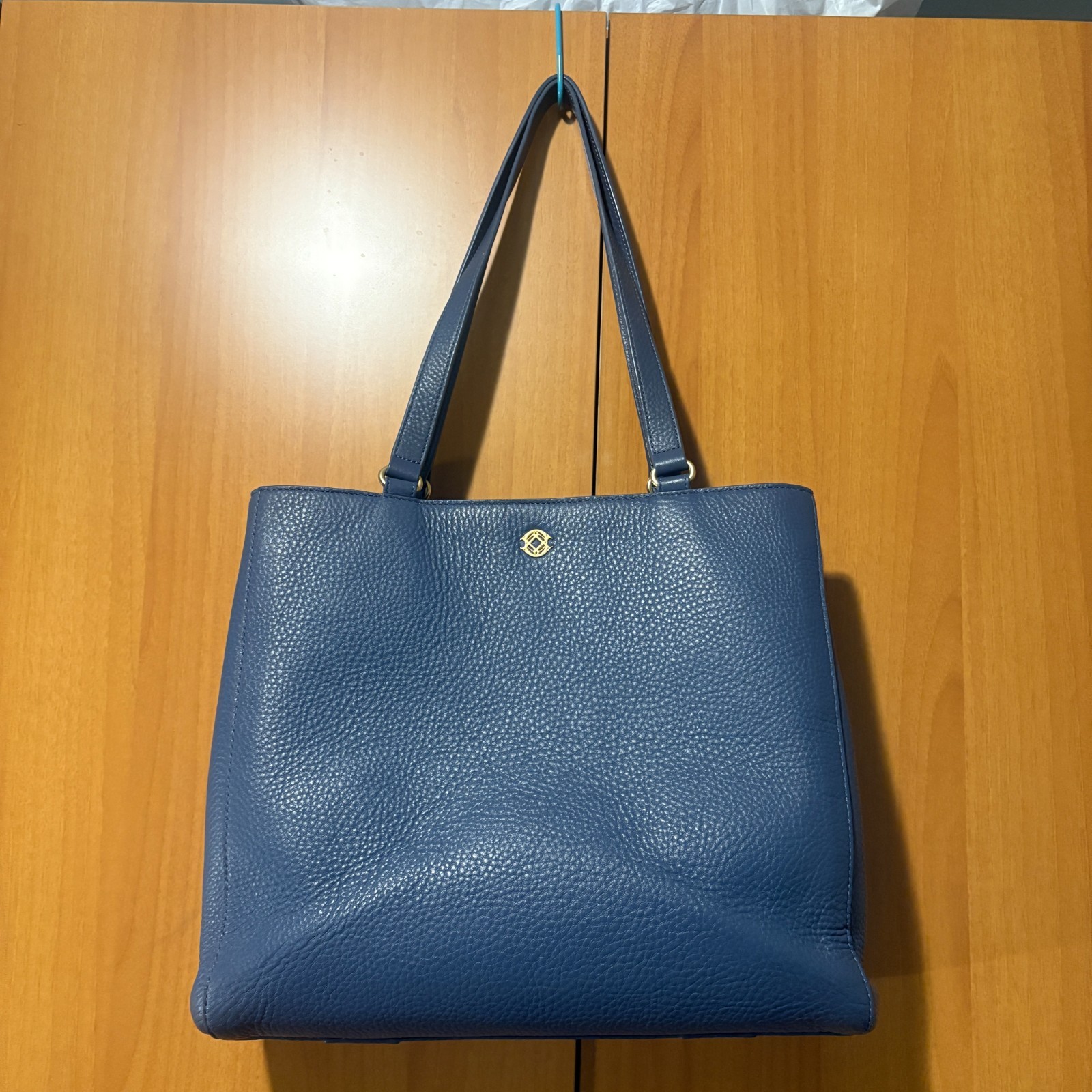 Dagne Dover Allyn Leather Tote Medium Ash Blue