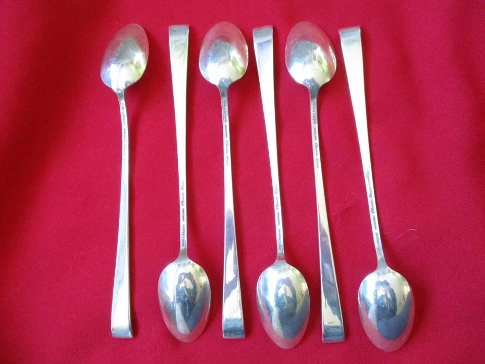 Juego de 6 cucharas de té heladas clásicas Rose de Reed and Barton de plata esterlina sin mono Foto 2 de 3