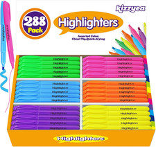 288 Pack Highlighters in 6 Assorted Colors, Chisel Tip Dry-Quickly Highlighters