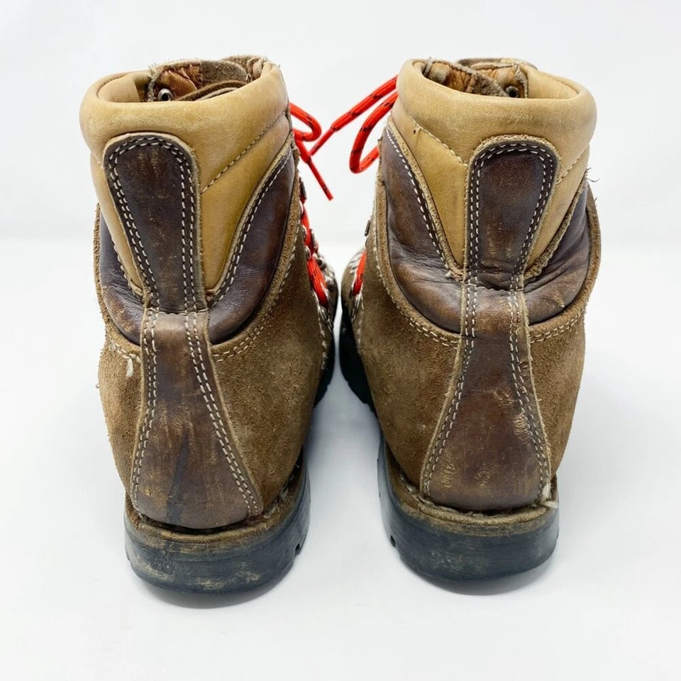 Botas de montañero de cuero marrón vintage para hombre talla 5 suelas Vibram con cordones en muy buen estado Foto 4 de 4