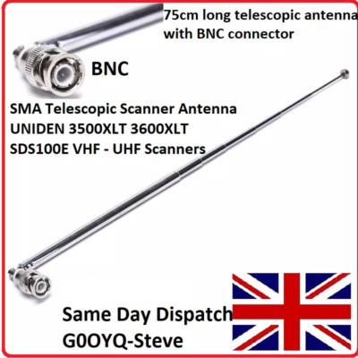 SMA Telescopic Scanner Antenna UNIDEN 3500XLT 3600XLT SDS100E VHF - UHF ...