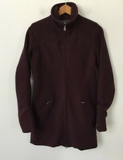 Ibex Womens 100% Merino Wool Lexie Coat, Size Small, Aubergine Full Zip
