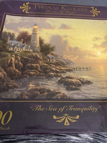 Thomas Kinkade Jigsaw Puzzle 1000 Piece The Sea of Tranquility w Lighthouse NEW - Picture 2 of 7