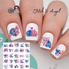 Stitch & Angel Waterslide  Nail Decals Set Of 50 Instructions & Bonus