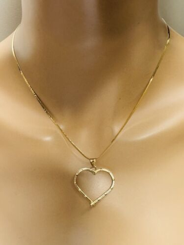18K 750 Real Fine UAE Dubai Gold Heart Earring Necklace 17.5/18” long 2mm 7.5g - Picture 3 of 24