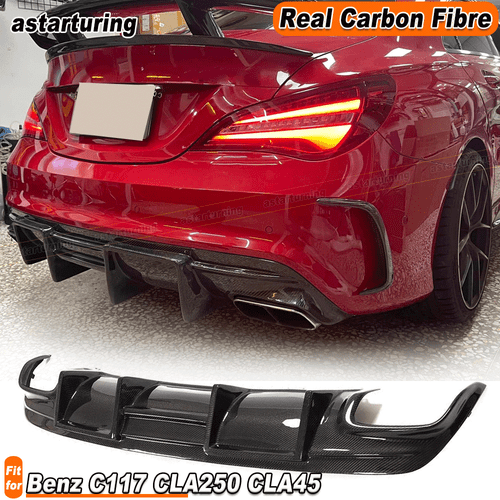 Fit For Benz C117 CLA250 CLA45  2013-19 REAL Carbon Rear Bumper Diffuser Lip  - Bild 1 von 10