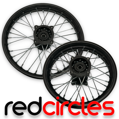 14" / 12" BLACK SDG PIT BIKE WHEEL SET fits 110cc 125cc SMALL WHEEL PIT