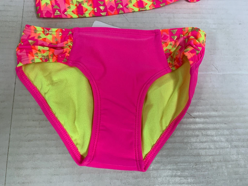 Nuevo con etiquetas Bikini Xhilaration Dos Piezas Rosa, Amarillo Neón y Naranja Niñas XS 4 5 Nuevo Foto 3 de 4