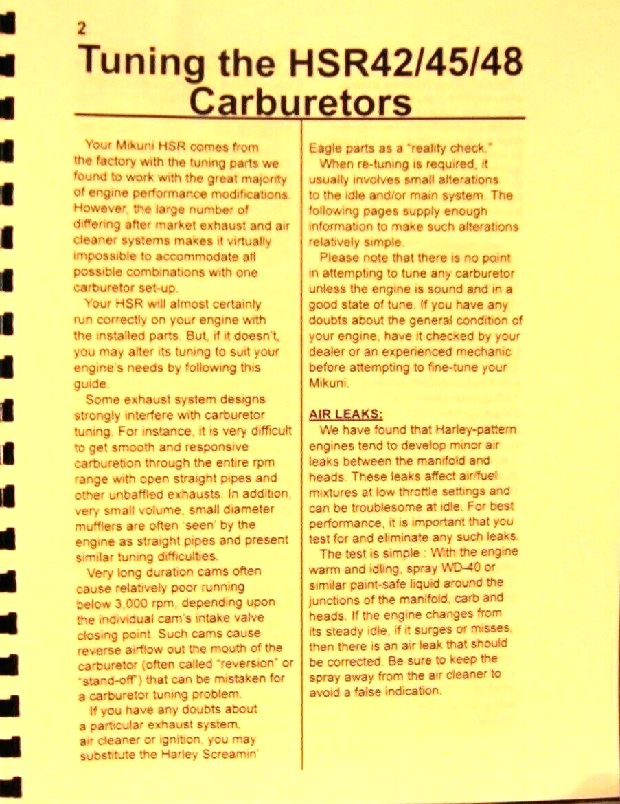 Mikuni HSR Carb.Tuning Manual 42/45/48/Install instructions for