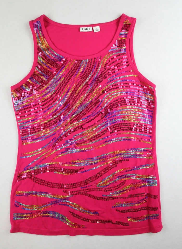 Camiseta sin mangas rosa arco iris lentejuelas Cato para niña talla L Foto 2 de 4