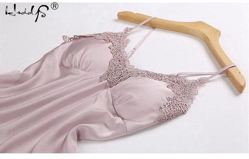 Women Pajamas Silk Satin Lace 5PCS Set Lingerie Sleepwear Babydoll Nightwear Pj - Picture 9 of 25