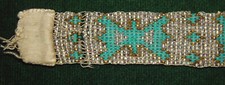 1930's Native American Indian Beaded Belt of Gold  Clear Faceted Beads
